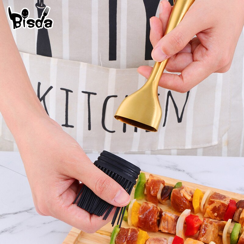 1Pc Oil brush Stainless Steel Handle Silcone Brush Gold Oil Pastry Barbecue Grill Tools Kitchen Basting Bakeware