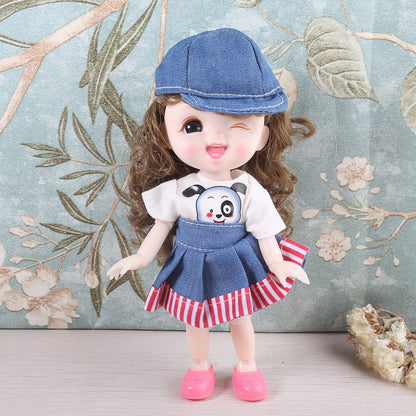 ⚠️16cm BJD Doll Full Set 13 Moveable Joint Dolls Cartoon Dress Bjd Toy Smile Face Newest Dress Make Up Toys Girls Gift Dolls