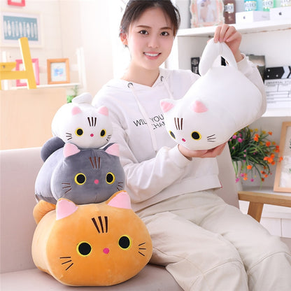 25/100cm Cute Soft Cat Plush Pillow Sofa Cushion Kawaii Plush Toy Stuffed Cartoon Animal Doll for Kids Baby Girls Lovely Gift