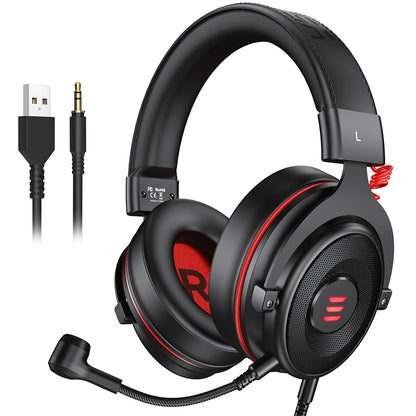 EKSA Gaming Headset Gamer 7.1 Surround & 3D stereo USB/Type C/3.5mm Wired Gaming Headphones with Microphone For PC/PS4/PS5/Xbox