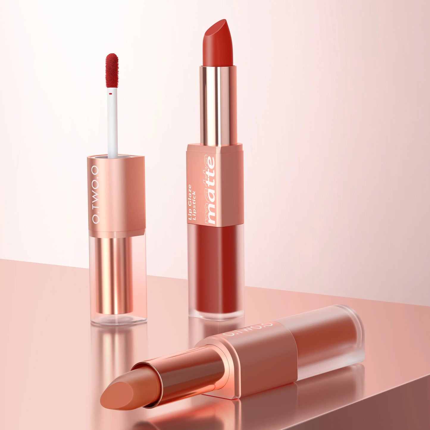 O. tw o.o Lippenstift 12 Farben Lip gloss 2 in 1 Lippen tönung wasserdicht lang anhaltende Feuchtigkeit rote Lippen matt Lippenstift Make-up für Frauen