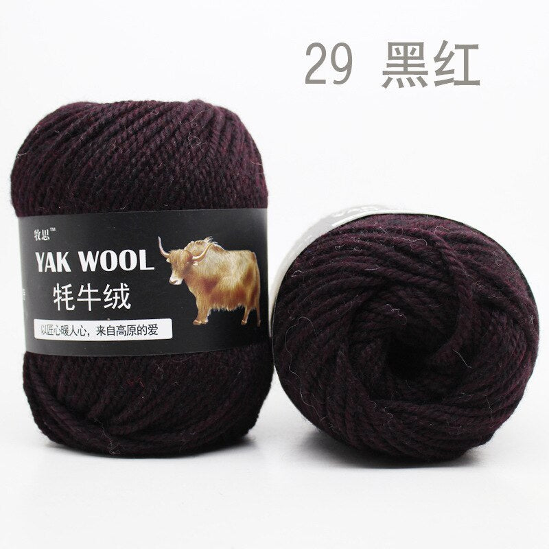 100g 4.5mm Wool Yak Yarn Crochet Yarn Threads for Knitting Needle Hand Knitting Yarn 3 PLY Fine Woolen Dyed for Sweaters