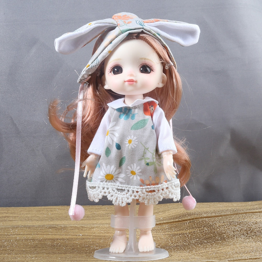 ⚠️16cm BJD Doll Full Set 13 Moveable Joint Dolls Cartoon Dress Bjd Toy Smile Face Newest Dress Make Up Toys Girls Gift Dolls