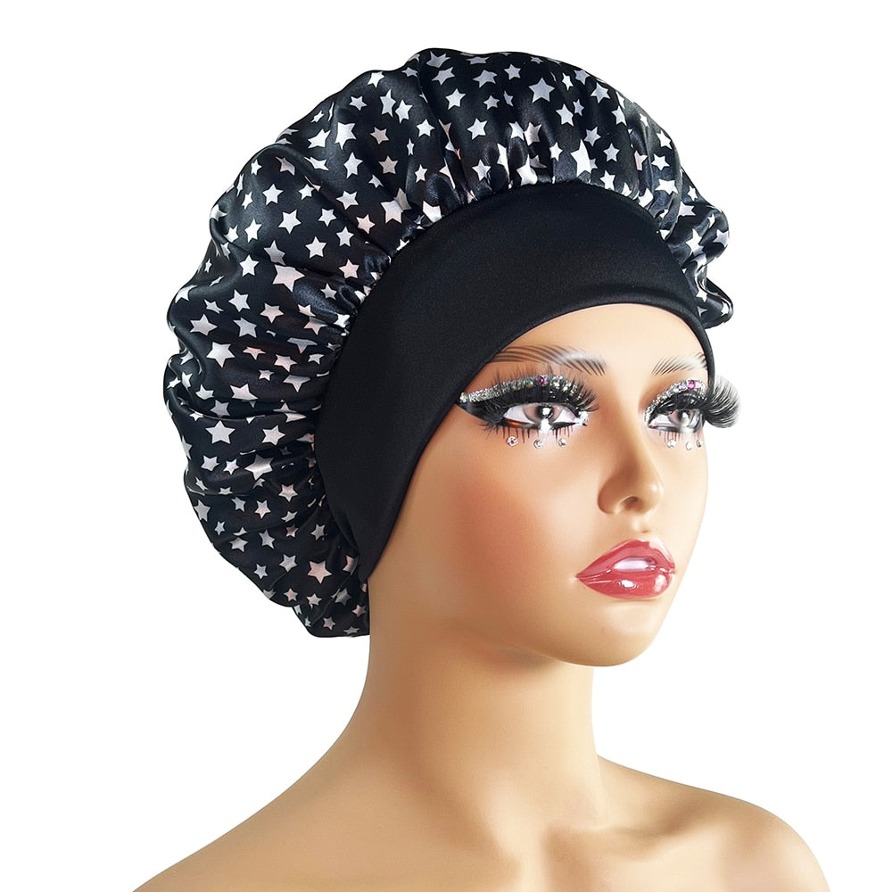 New Satin Bonnet Silk Night Sleeping Cap For Women Curly Braid Hair Multi Style Printing