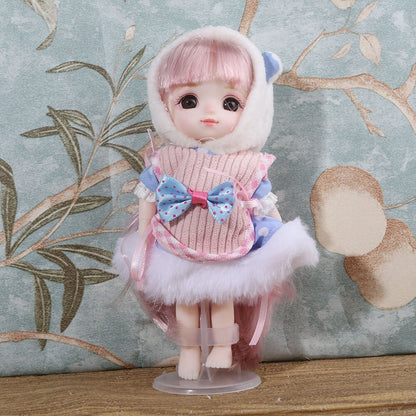 ⚠️16cm BJD Doll Full Set 13 Moveable Joint Dolls Cartoon Dress Bjd Toy Smile Face Newest Dress Make Up Toys Girls Gift Dolls