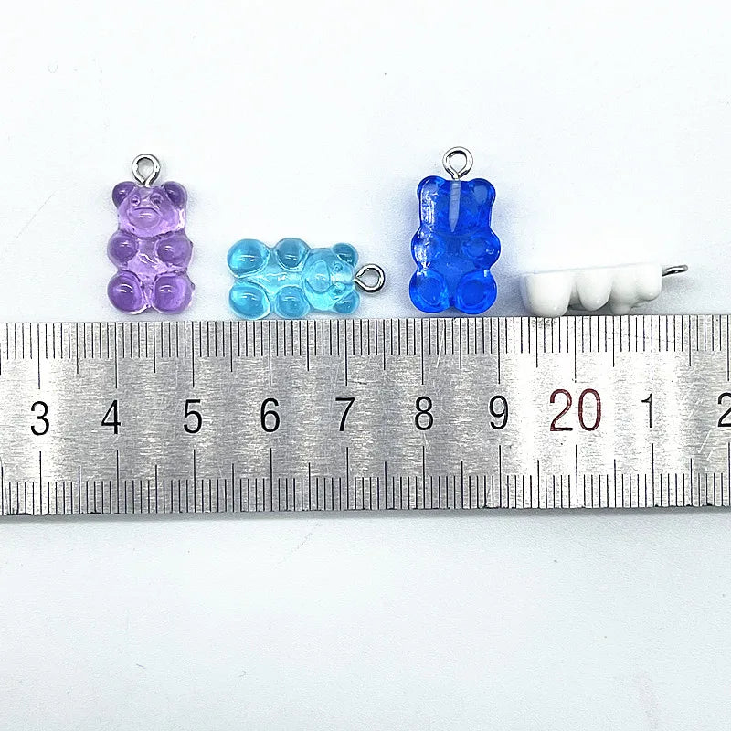 10Pcs Candy Bear Pendant Charms for Necklace Bracelet Earrings Jewelry Making Diy Findings Resin Bears Christmas Making