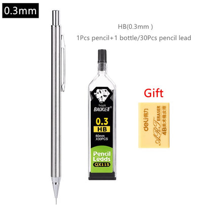 Metal Mechanical Pencils Set with Lead Refills Drafting Automatic Pencil 0.3, 0.5, 0.7, 0.9, 1.3, 2.0mm 2B HB For Art Supplie