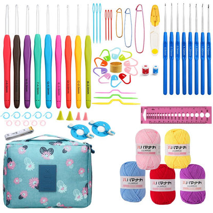 2022 Hot Wool Crochet Kit Storage Bag Ergonomic Knitting Croche Hooks Set Yarn and Sewing Accessories Women Gift For Beginners