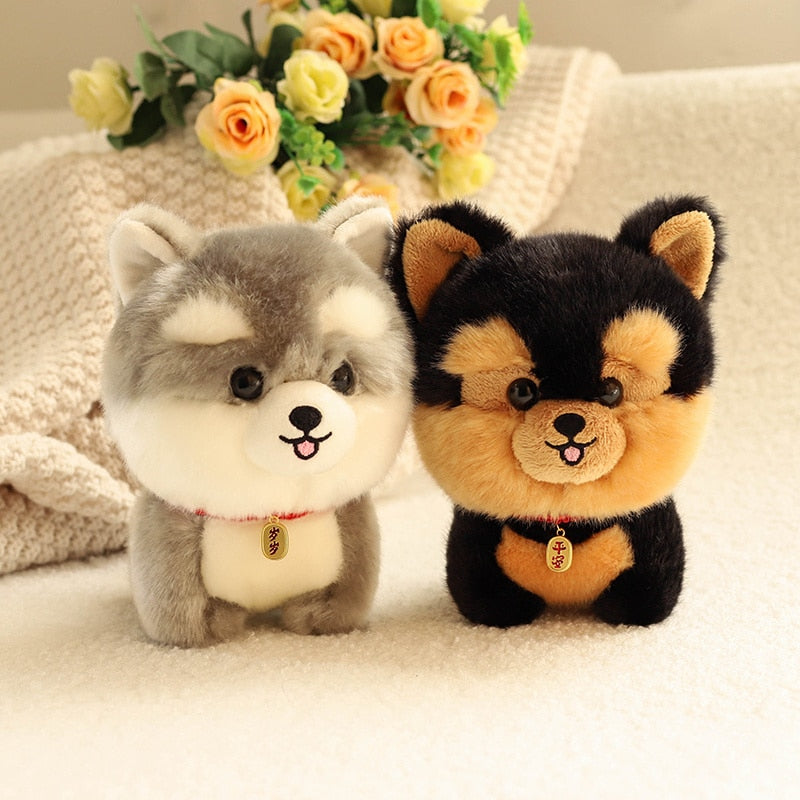 Adorbale Furry Plush Corgi Dog Plush Toy Stuffed Big Head Kawaii Lifelike Animal Shiba inu ChowChow Yorkshire Bichon Husky Doll