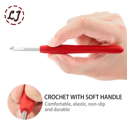 New Crochet Hook 2.5-6.0mm Aluminum Crochet Needles With Colorful Soft Rubber Grip Cushioned Handles Knitting Needles