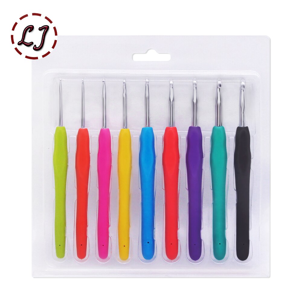 New Crochet Hook 2.5-6.0mm Aluminum Crochet Needles With Colorful Soft Rubber Grip Cushioned Handles Knitting Needles