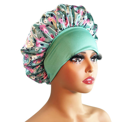 New Satin Bonnet Silk Night Sleeping Cap For Women Curly Braid Hair Multi Style Printing