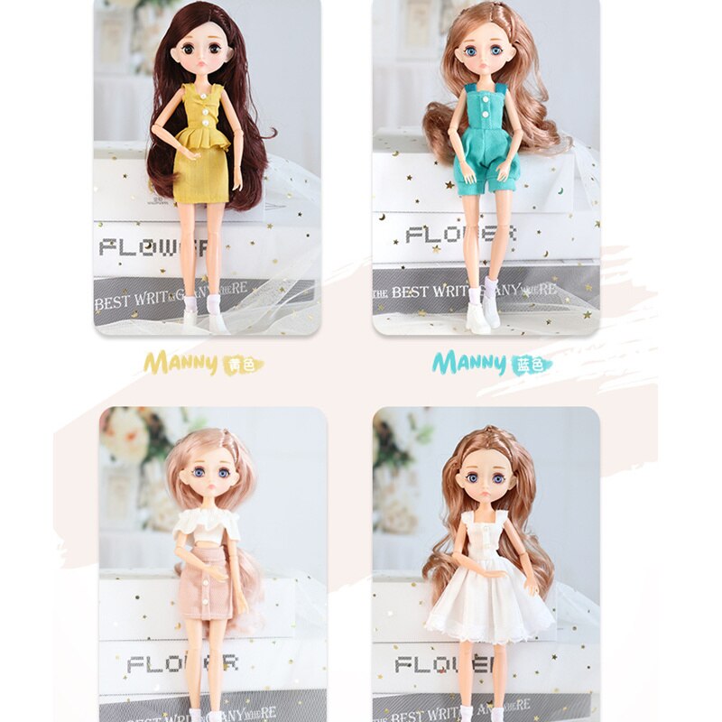 ⚠️New Edition 11 Joint Moveable Body 26cm 1/6 Doll Purple Brown Eyes with Fashion Clothes Shoes Style Dress Up Baby Dolls DIY Toy