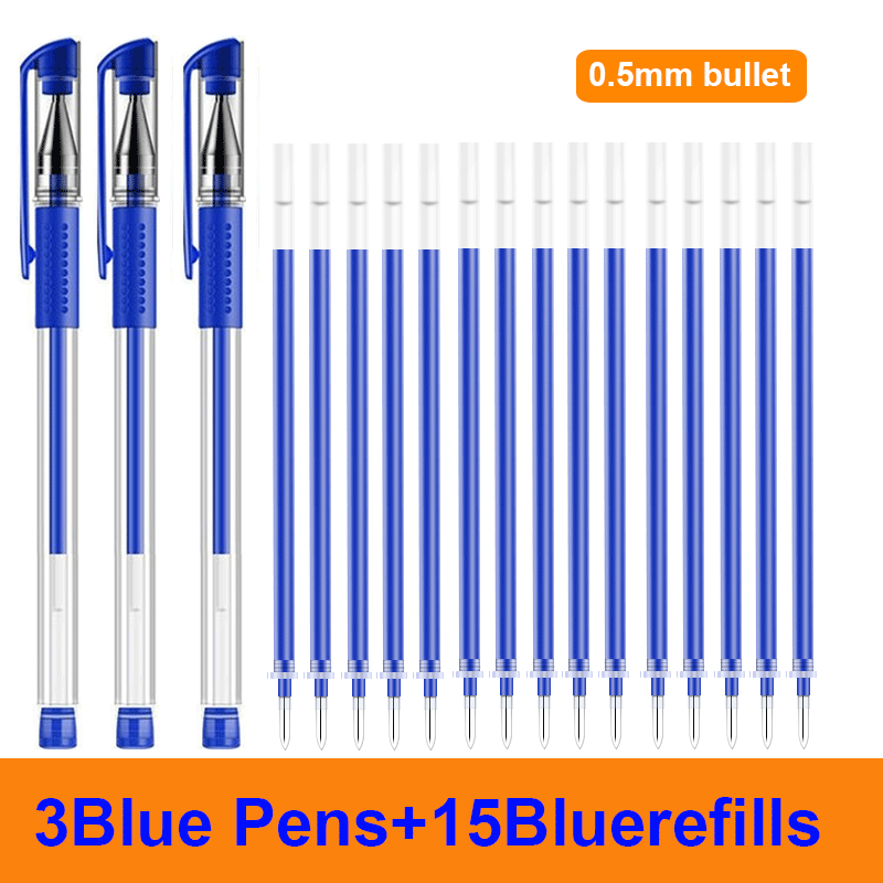 25PCS Gel pen Set Neutral Pen smooth writing fastdry 0.5mm Black blue red color Replacable refill school Stationery Supplies