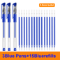 25PCS Gel pen Set Neutral Pen smooth writing fastdry 0.5mm Black blue red color Replacable refill school Stationery Supplies