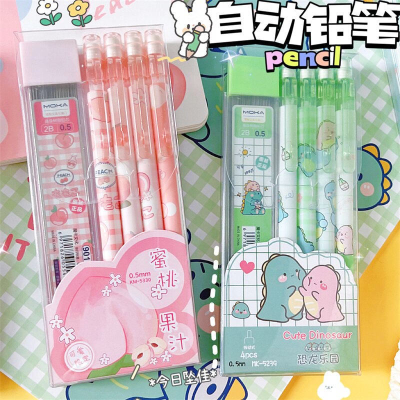 Zoecor Kawaii Mechanical Pencil Cartoon Automatic Pencils lápices 0.5MM with Eraser School Supplies for Kids Student Stationery