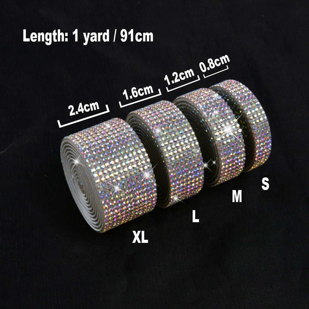 Self Adhesive Crystal Rhinestone Sticker Diamond Ribbon DIY Sticker Rhinestones Arts Crafts Car Phone Decoration Dropshipping