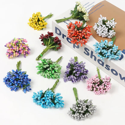 12/36/72/144Pcs Stamens Artificial Flowers Wedding Party Decoration DIY Scrapbooking Garland Craft Gift Fake Flowers Accessories