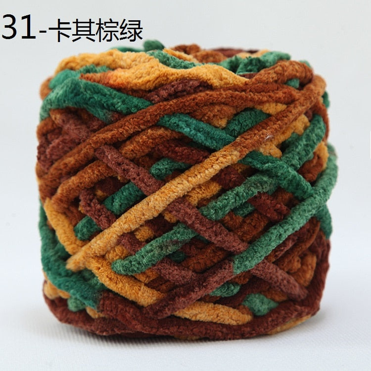 100g/ball Chenille Knitting Yarn Soft Ice Strip Line Cotton Yarn DIY Wool Yarn for Hand Knitting Scarf Thick Wool Yarn Wholesale