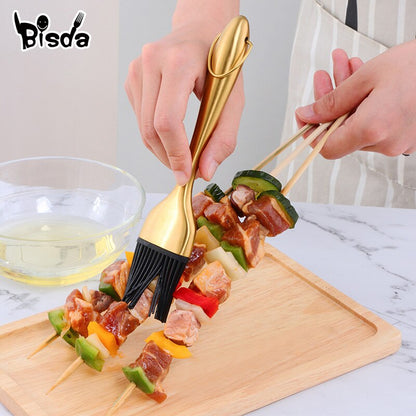 1Pc Oil brush Stainless Steel Handle Silcone Brush Gold Oil Pastry Barbecue Grill Tools Kitchen Basting Bakeware