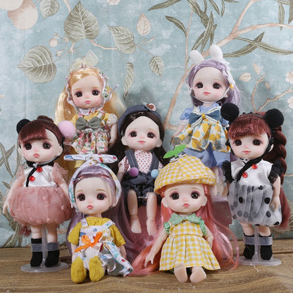 ⚠️16cm BJD Doll Full Set 13 Moveable Joint Dolls Cartoon Dress Bjd Toy Smile Face Newest Dress Make Up Toys Girls Gift Dolls