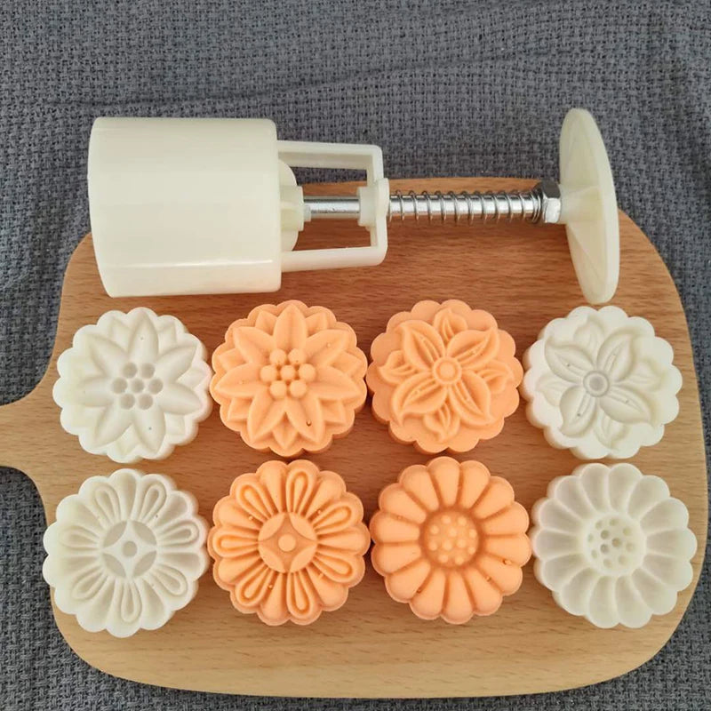 1 Set Kitchen Gadget Mooncake Mold Moon Cake Cookie Mould Cutter Hand Pressure Food Grade Baking Accessories Mid-Autumn Festival