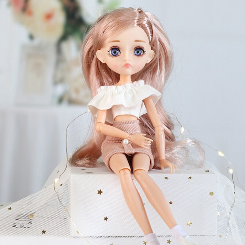 ⚠️New Edition 11 Joint Moveable Body 26cm 1/6 Doll Purple Brown Eyes with Fashion Clothes Shoes Style Dress Up Baby Dolls DIY Toy