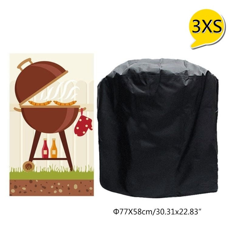 BBQ Cover Outdoor Dust Waterproof Weber Heavy Duty Grill Cover Rain Protective Outdoor Barbecue Cover Round