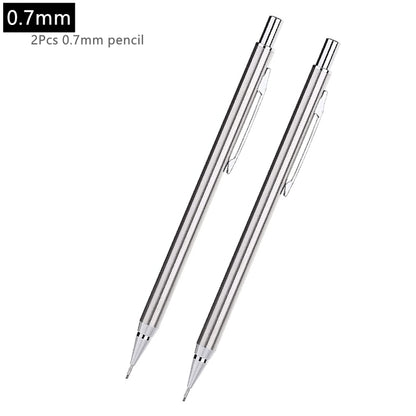 Metal Mechanical Pencils Set with Lead Refills Drafting Automatic Pencil 0.3, 0.5, 0.7, 0.9, 1.3, 2.0mm 2B HB For Art Supplie