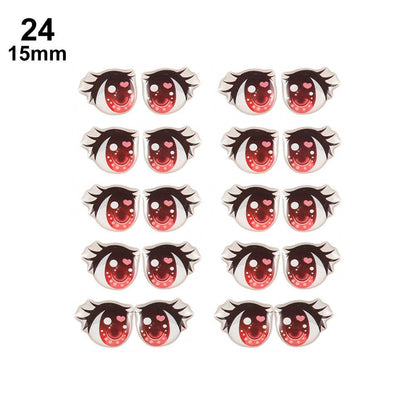 10 Pair Cartoon Crystal Eyes Stickers For Boy Girl Doll Eyes Accessories Anime Figurine Doll Face Organ Paster Eye Chips Paper