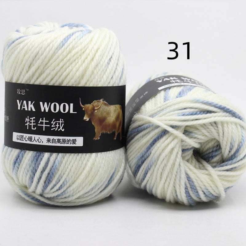 100g 4.5mm Wool Yak Yarn Crochet Yarn Threads for Knitting Needle Hand Knitting Yarn 3 PLY Fine Woolen Dyed for Sweaters