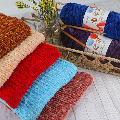 100g/Roll Velvet Yarn Polyester Blended Cotton Chenille Crochet Knitting Yarn Soft Baby Yarn Thread Thick Scarf DIY Hand-Knitted