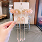 2Pcs/Set  New Korean Yarn Elegant Butterfly Hairpin Flowers Metal Tassel Long Hairgrips Party Hair Accessories Combo Hair Clip