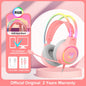 ONIKUMA K9 Pink Cat Ear Headphones with RGB LED Light Flexible Mic Gaming Headset 7.1 Surround Computer Earphones for PC Gamer