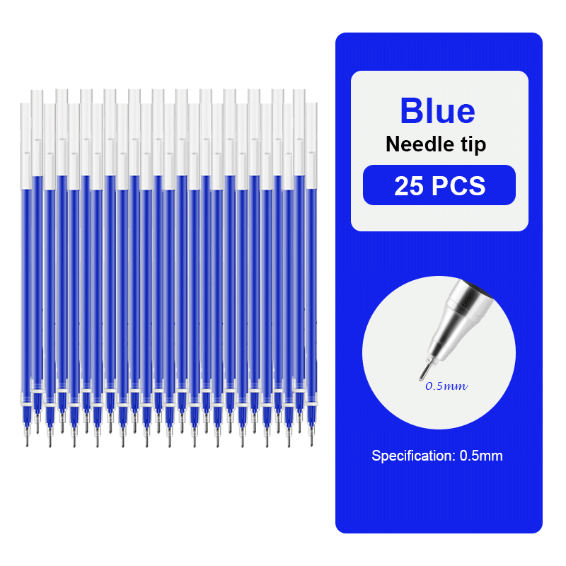 25PCS Gel pen Set Neutral Pen smooth writing fastdry 0.5mm Black blue red color Replacable refill school Stationery Supplies