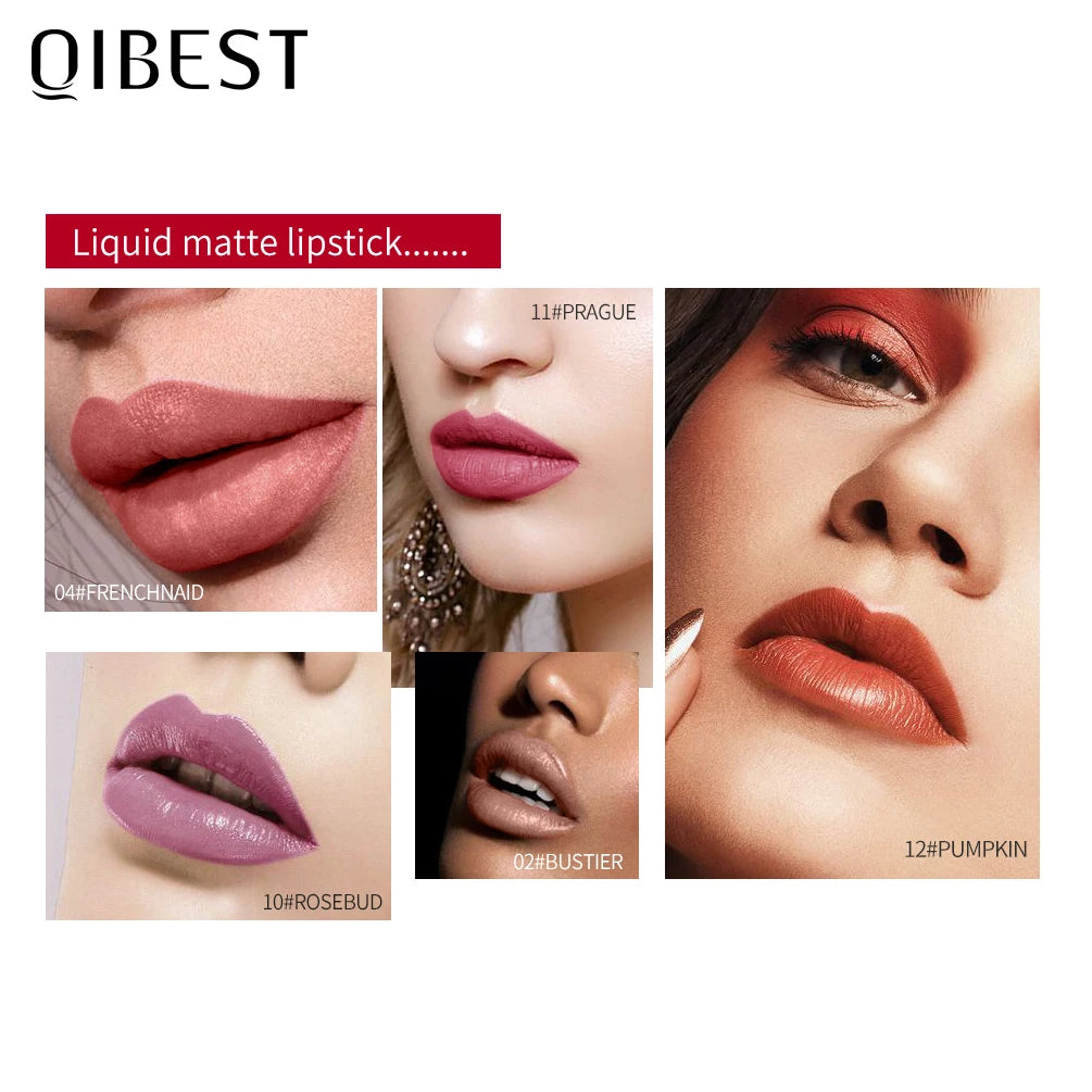 QIBEST Matte Lip Gloss Lips Makeup Moisturizer Lipstick Long Lasting Liquid Lipstick Lip Tint Cosmetics Lipgloss Lightweight