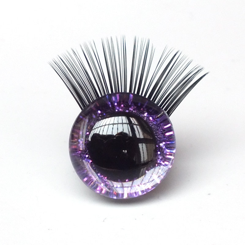 New 20pcs/lot 12-30mm Glitter Toy Eyes With Eyelash With Hard Washer For DIY Amigurumi Doll eyes toy accessories  safe eyes