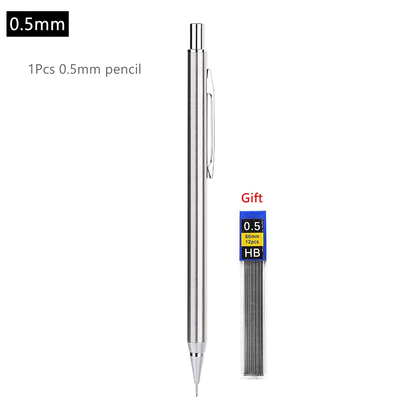 Metal Mechanical Pencils Set with Lead Refills Drafting Automatic Pencil 0.3, 0.5, 0.7, 0.9, 1.3, 2.0mm 2B HB For Art Supplie