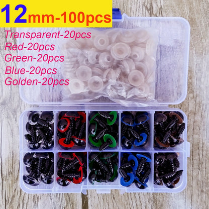 100pcs 8/10/12/14mm Plastic Safety Eyes For Toys Diy Mix Size Crochet Animal Eye For Doll toys amigurumi Accessories