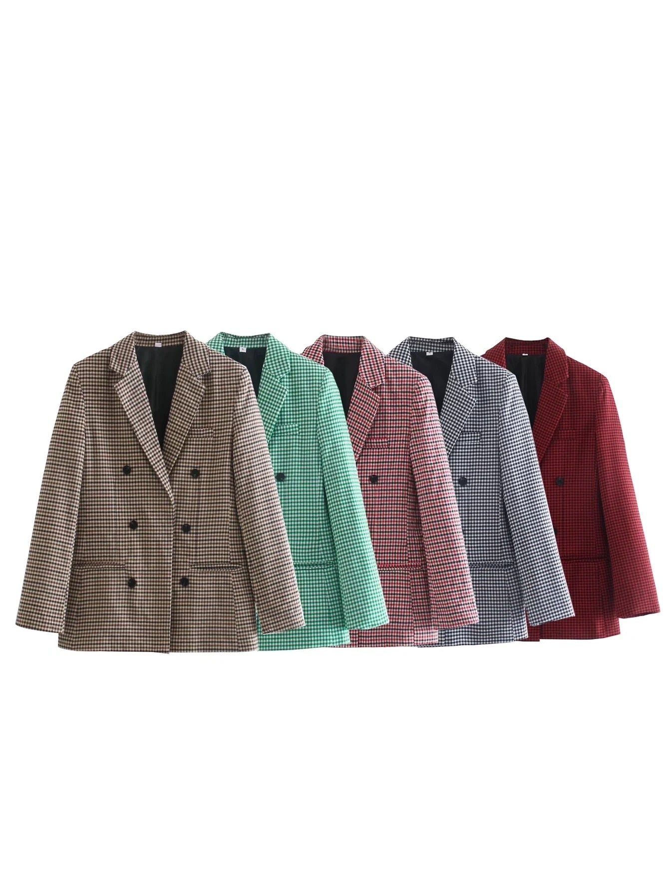 Fashion Autumn Women Plaid Blazers and Jackets Work Office Lady Suit Slim Double Breasted Business Female Blazer Coat Talever