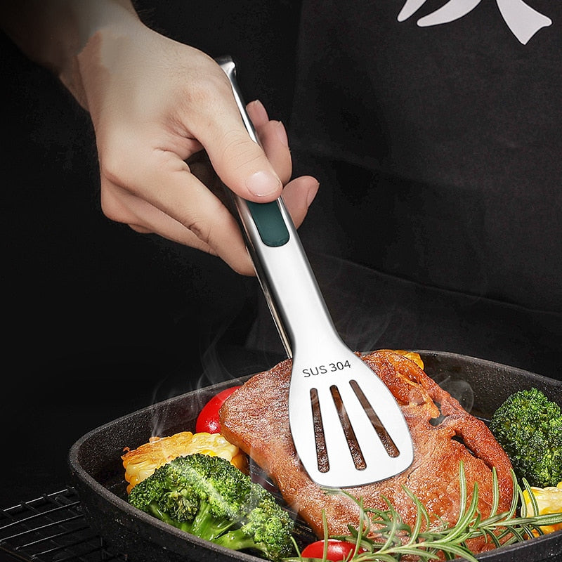 Anti-Slip Stainless Steel Kitchen Food Tongs Grill Meat Bread Serving Clip Barbecue Buffet Clamp Cooking Accessories 7/9/12 Inch