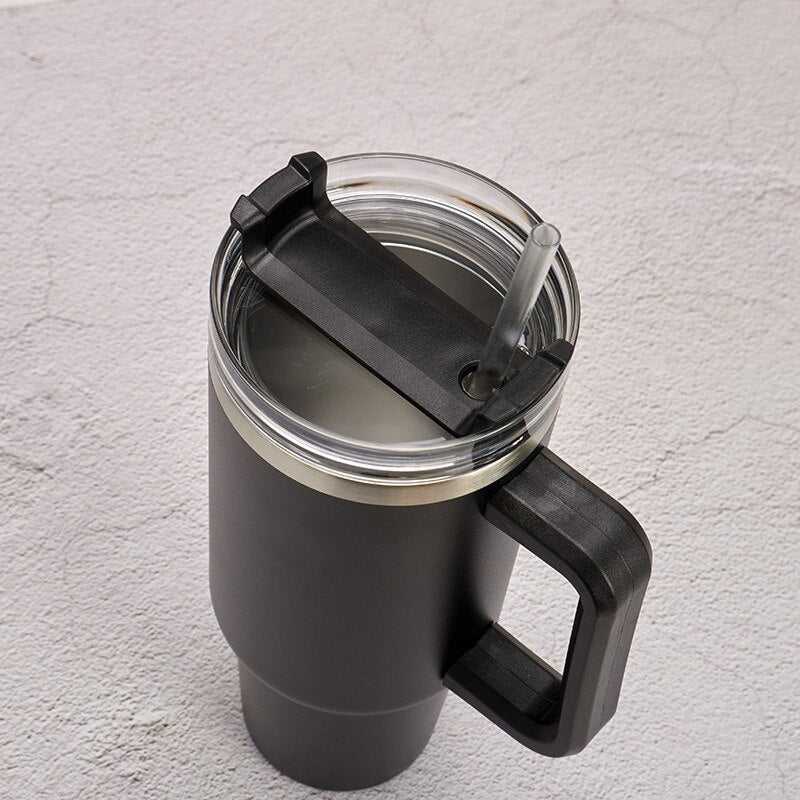 40 Oz. Stainless Steel Thermos Handle Water Glass With Lid And Straw Beer Glass Car Travel Kettle Outdoor Water Bottle