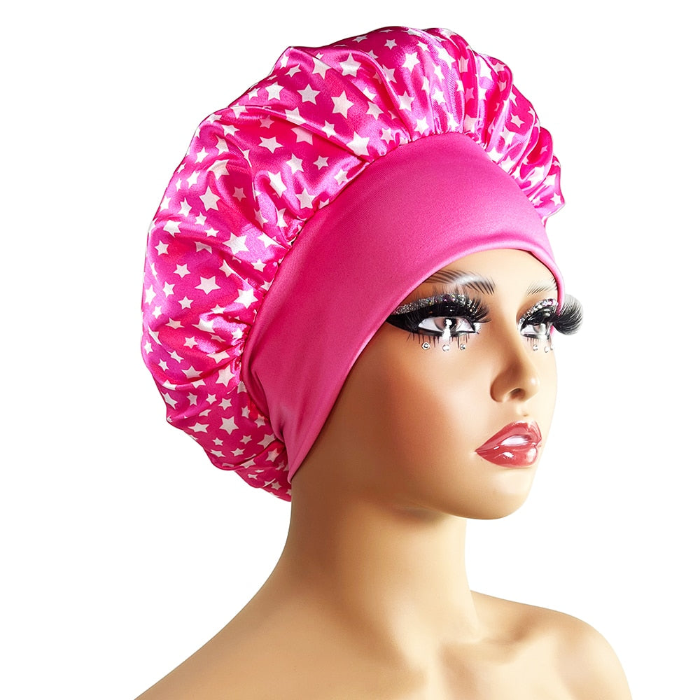 New Satin Bonnet Silk Night Sleeping Cap For Women Curly Braid Hair Multi Style Printing