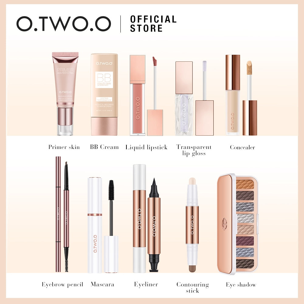 O.TWO.O Makeup Set 5/10pcs Cosmetics Kit Eye Shadows Eyeliner Eyebrow Pencil Face Primer Contour Lipstick Concealer With Box