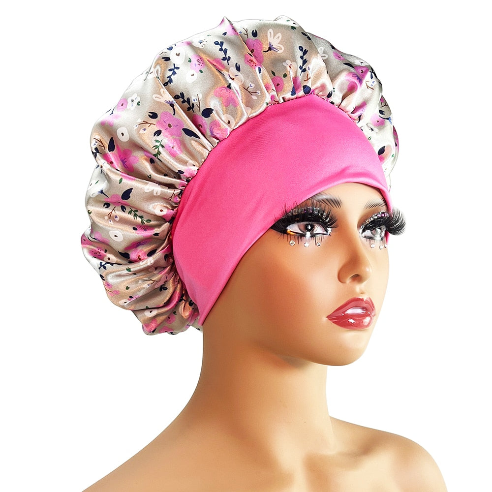 New Satin Bonnet Silk Night Sleeping Cap For Women Curly Braid Hair Multi Style Printing