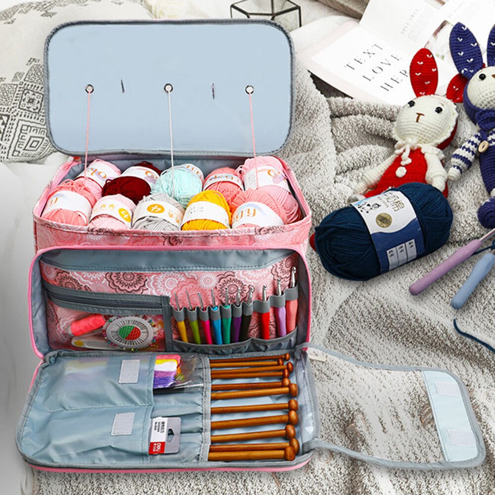 Oxford Cloth Yarn Storage Bag Multifunctional Crochet Knitting Tote Bags Large Capacity Sewing Needle Accessories Case Only Bag