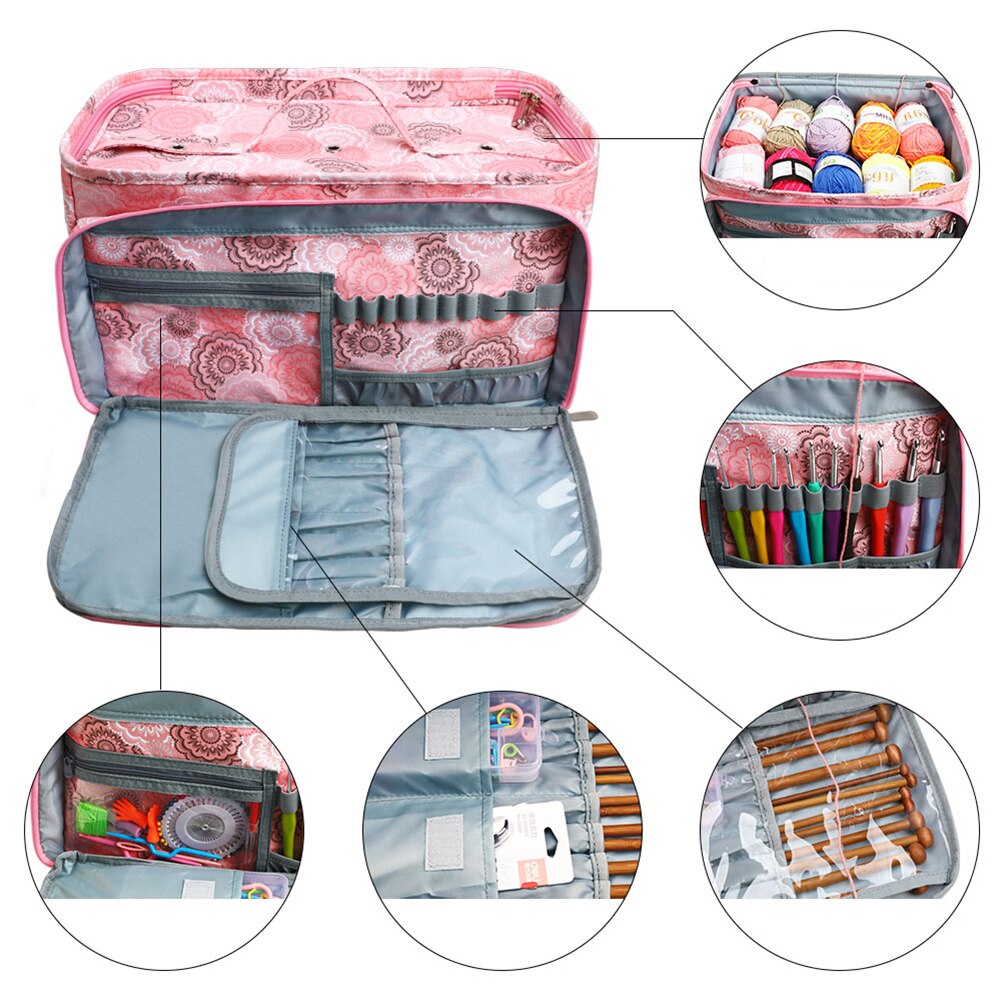 Oxford Cloth Yarn Storage Bag Multifunctional Crochet Knitting Tote Bags Large Capacity Sewing Needle Accessories Case Only Bag