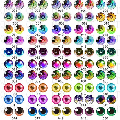 50Pcs 6/8/10/12mm Doll Glass Eye Round Dragon Cat Eyes In Pairs Flatback Cabochons Decoration Keychain DIY Accessories