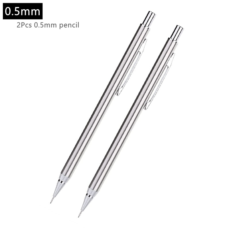 Metal Mechanical Pencils Set with Lead Refills Drafting Automatic Pencil 0.3, 0.5, 0.7, 0.9, 1.3, 2.0mm 2B HB For Art Supplie