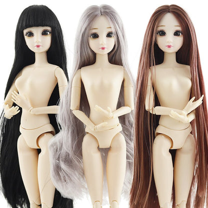 ⚠️2022 New 30cm Fashion Doll 1/6 BJD Dolls Body Make-up 3D Eyes Long Wig Hair Beautiful Princess Baby Girl Dolls DIY Toy for Girls